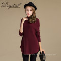 Long Sleeves Loose Cashmere Pure Wine Red Girls Suéteres de punto